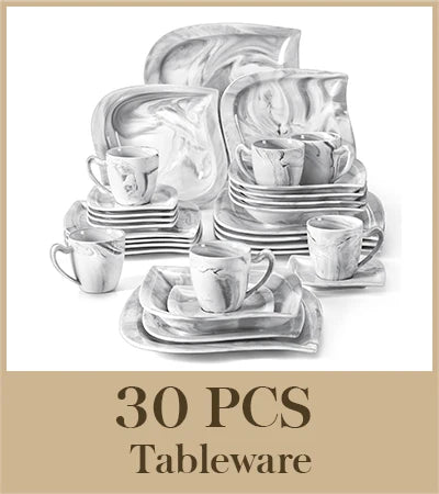 30/60 Piece White Porcelain Dinner Set with Cups Saucers Dessert Soup Dinner Plates Tableware Service for 6/12