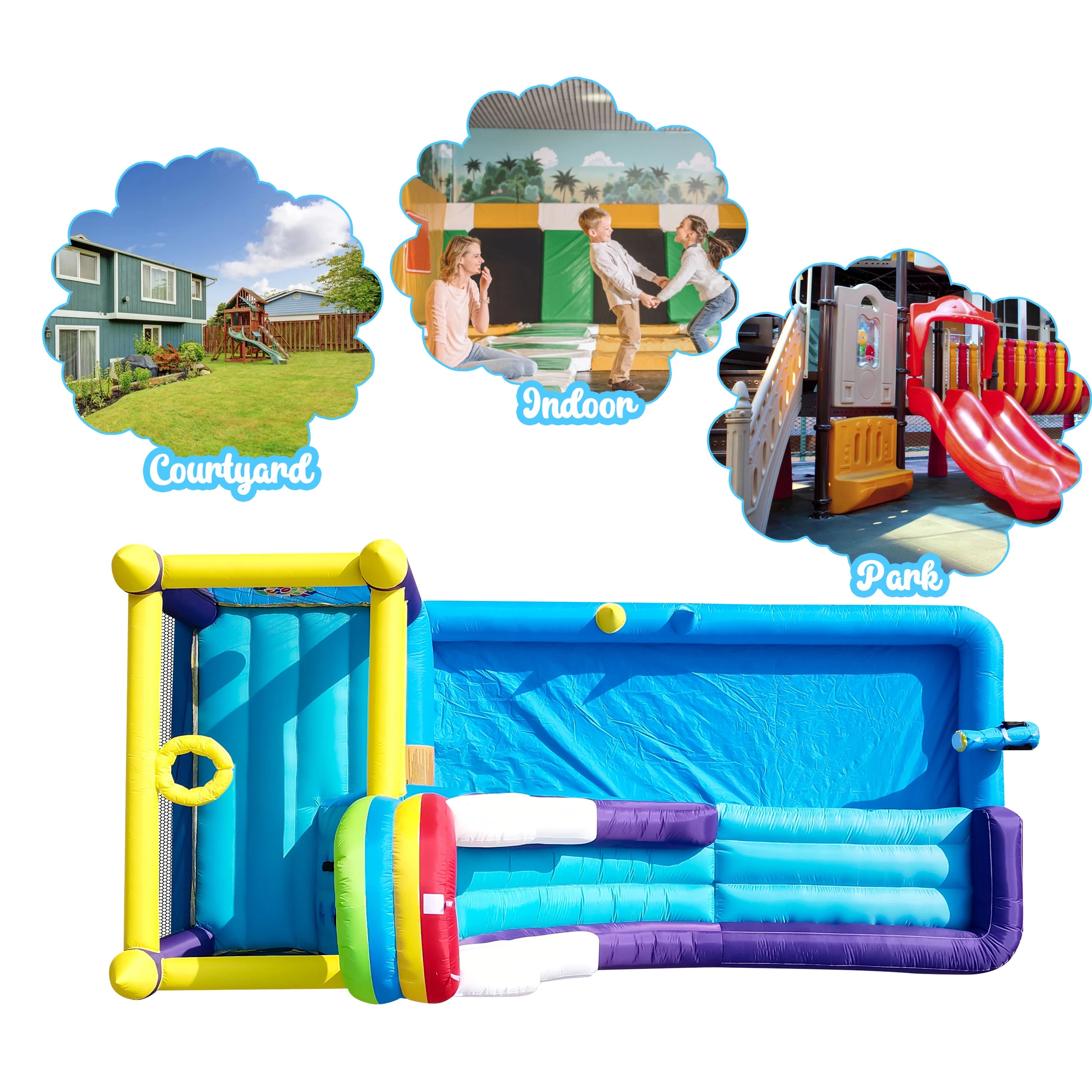 16ft Inflatable Water Slide Bounce House w/ Splash Pool for Kids