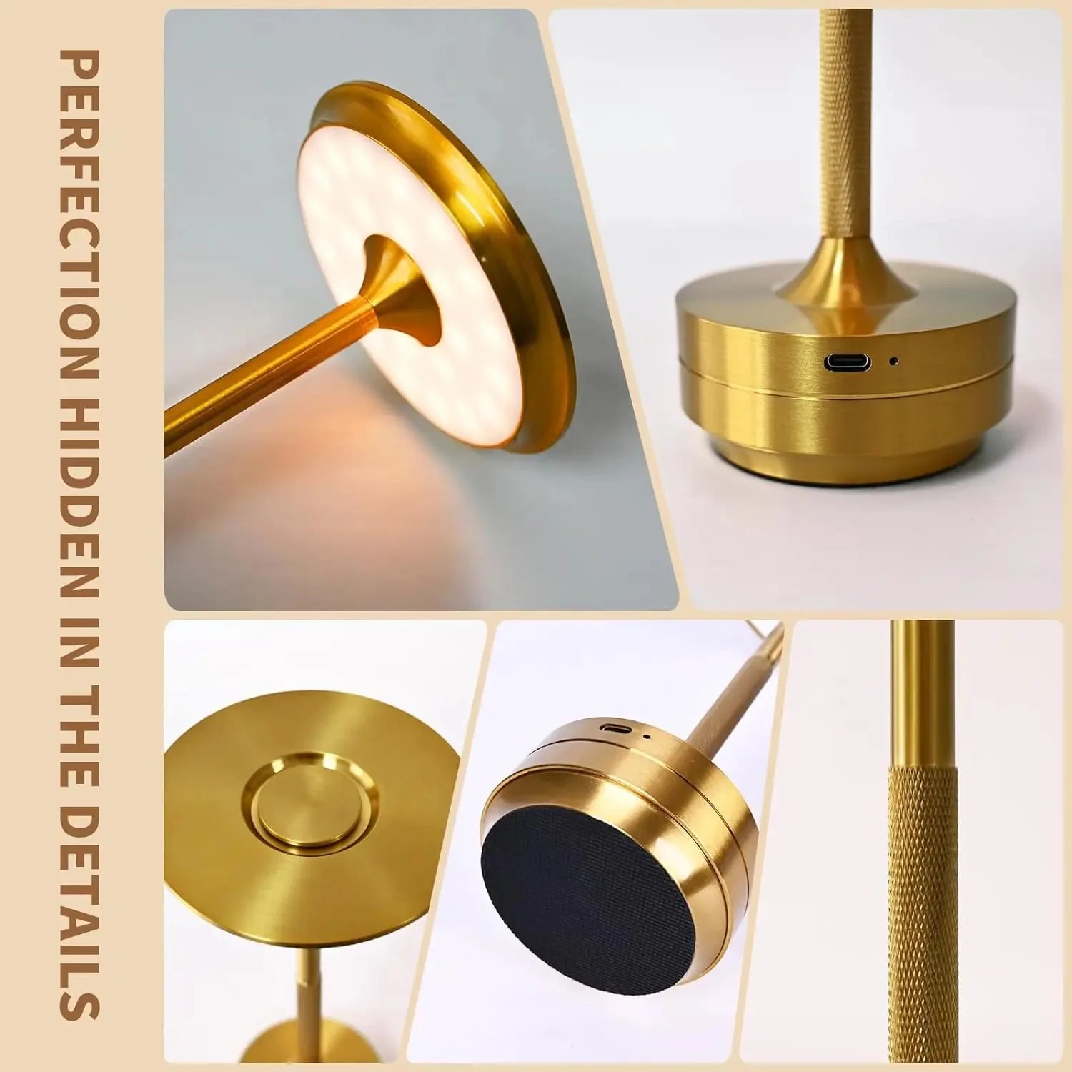 LED Desktop Lamp USB Touch Dimming Metal Recharge Night Light