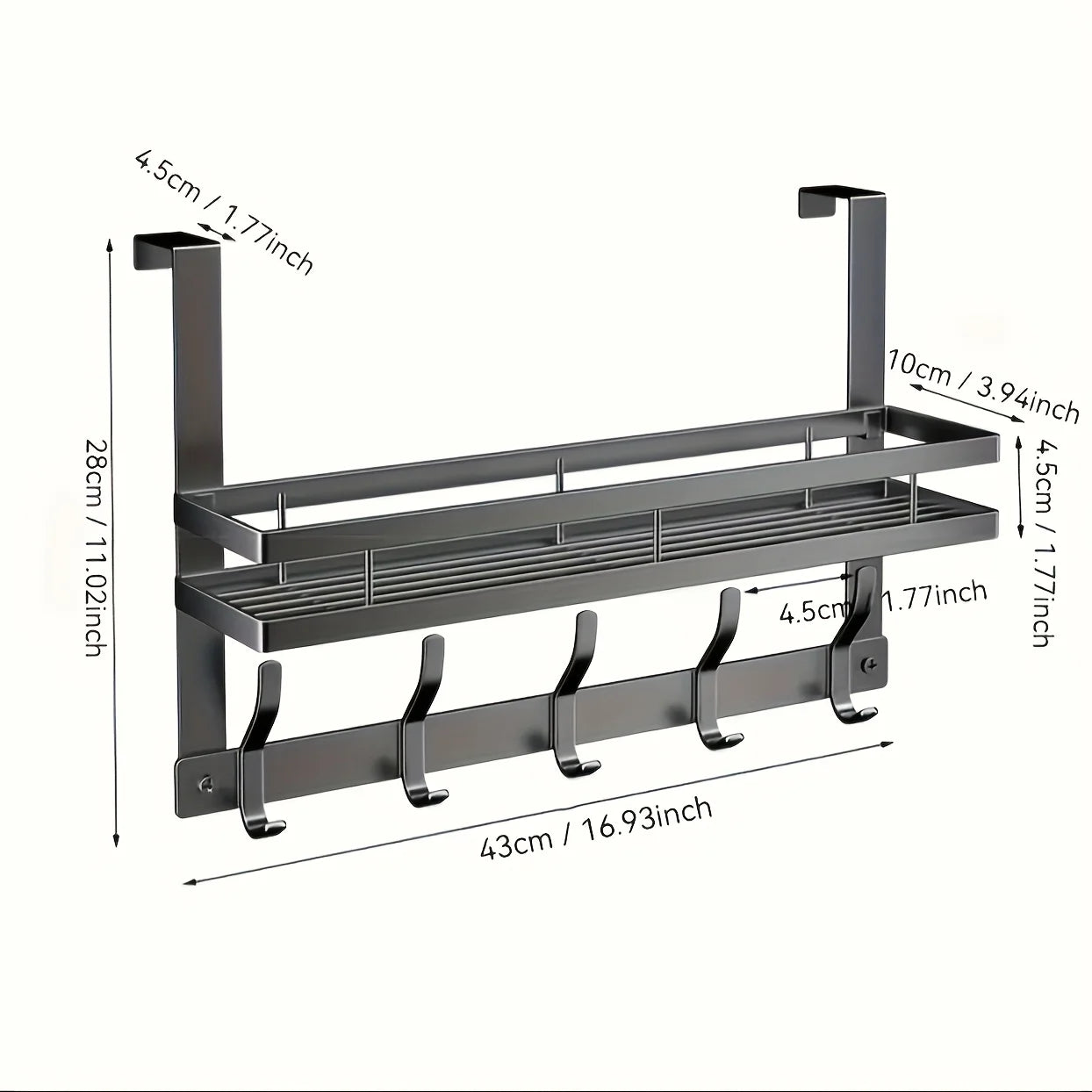 Multifunctional Metal Over-the-Door Storage Rack Easy Install
