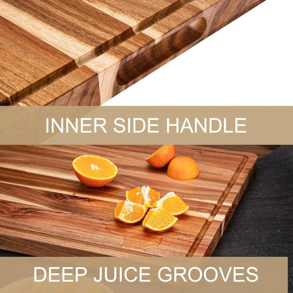 Extra Large Reversable  Wood Cutting Board with Juice Groove and Handle 24 x 18 x1.2 in