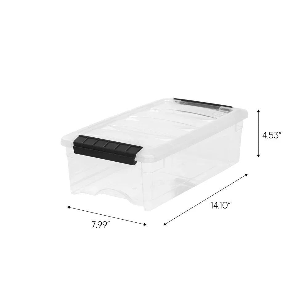 5QT Clear Modular Storage Box with Handle and Buckle Latches Stackable