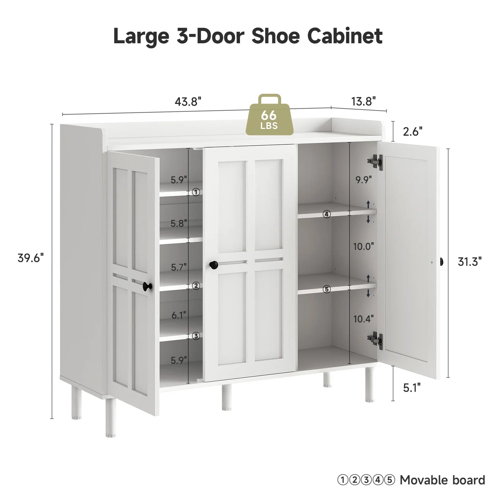 Shoe Cabinet with 3 Doors, 30 pair Storage Organizer for Entryway
