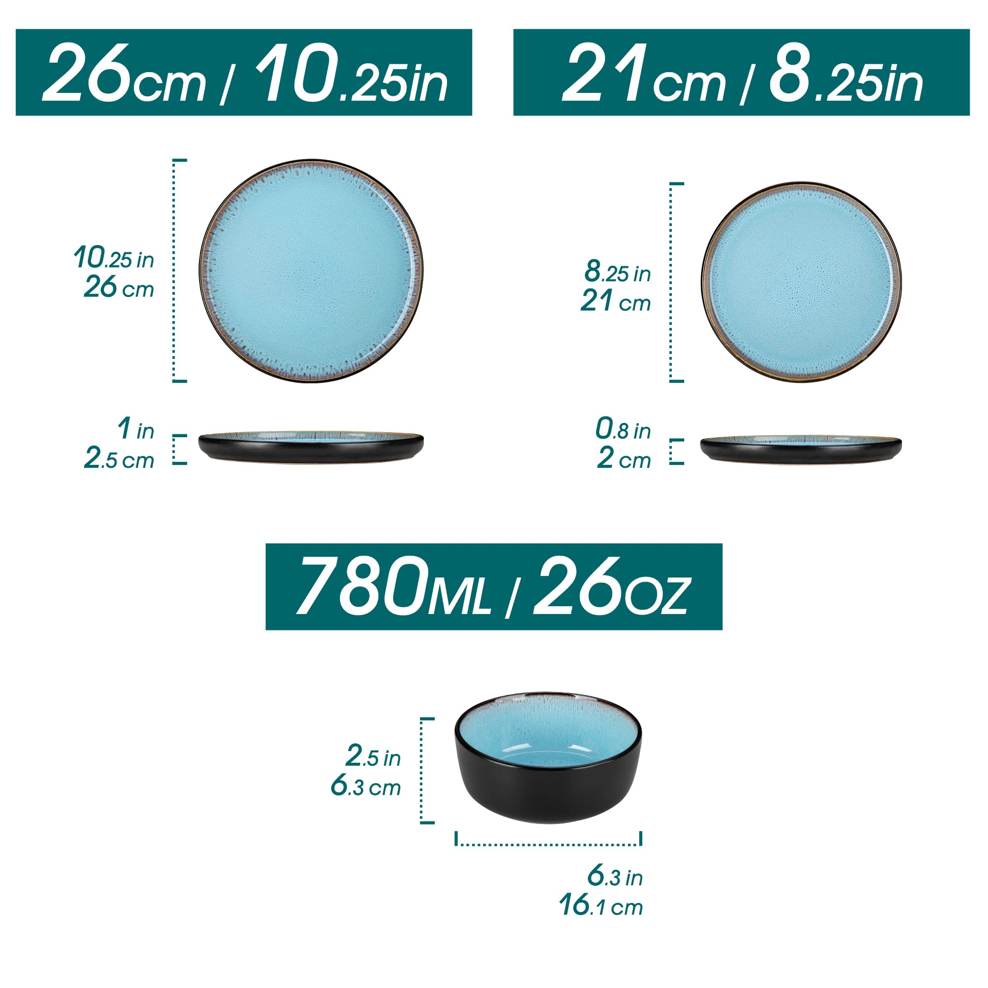 12/16 Piece Ceramic Dinnerware Set Stoneware Plats Set with 4/6 pcs Dinner Plate/Dessert/Bowl/Soup