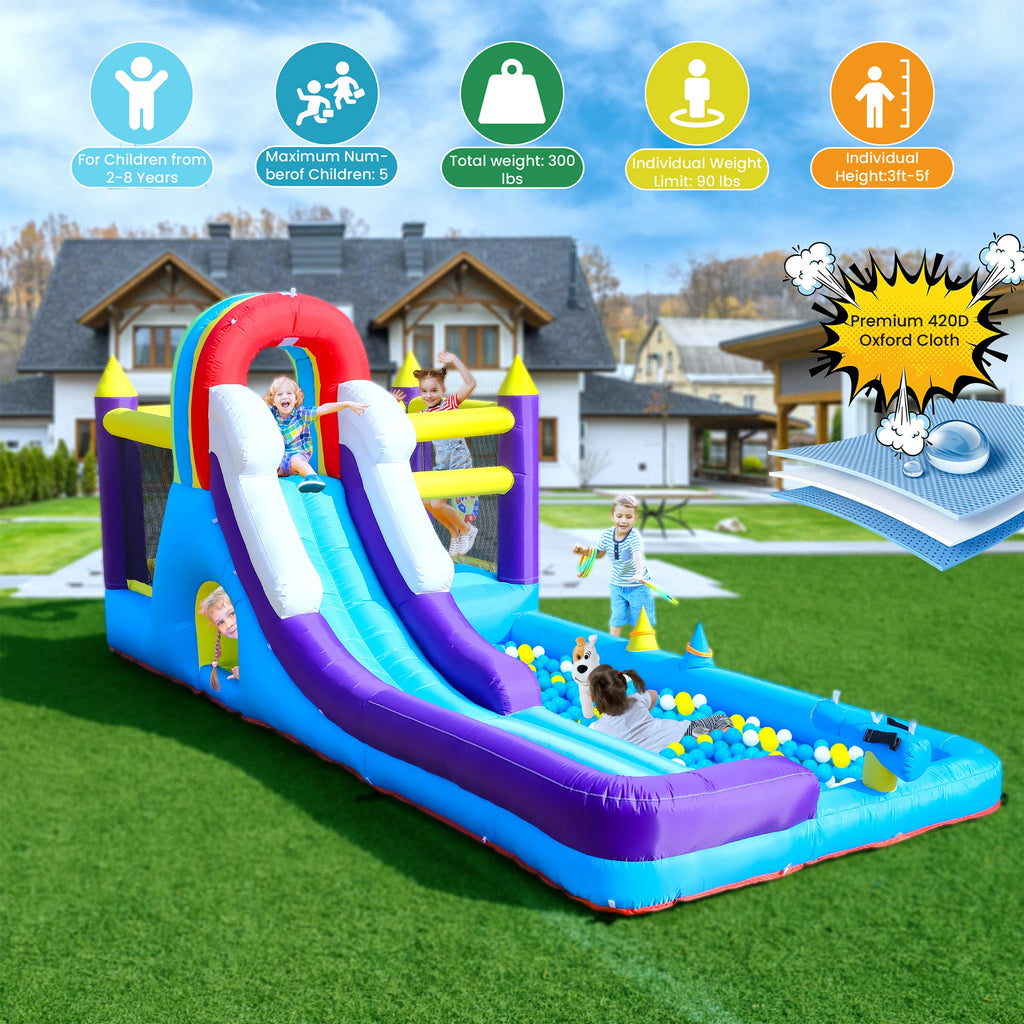 16ft Inflatable Water Slide Bounce House w/ Splash Pool for Kids