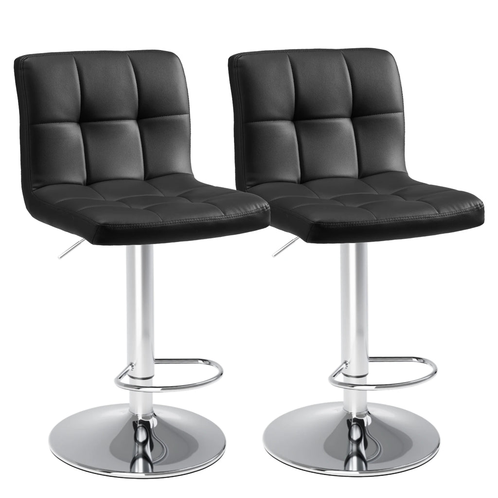 Leather upholstered Bar Stools Set of 2  ,SGS Certified Gas cylinder Comfortable Backrest