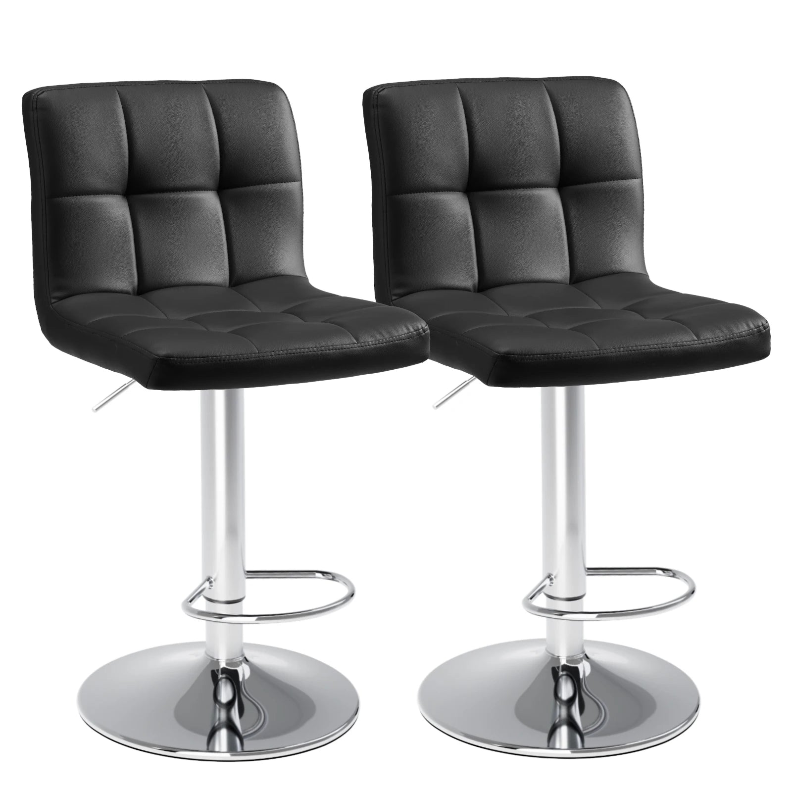 Leather upholstered Bar Stools Set of 2  ,SGS Certified Gas cylinder Comfortable Backrest