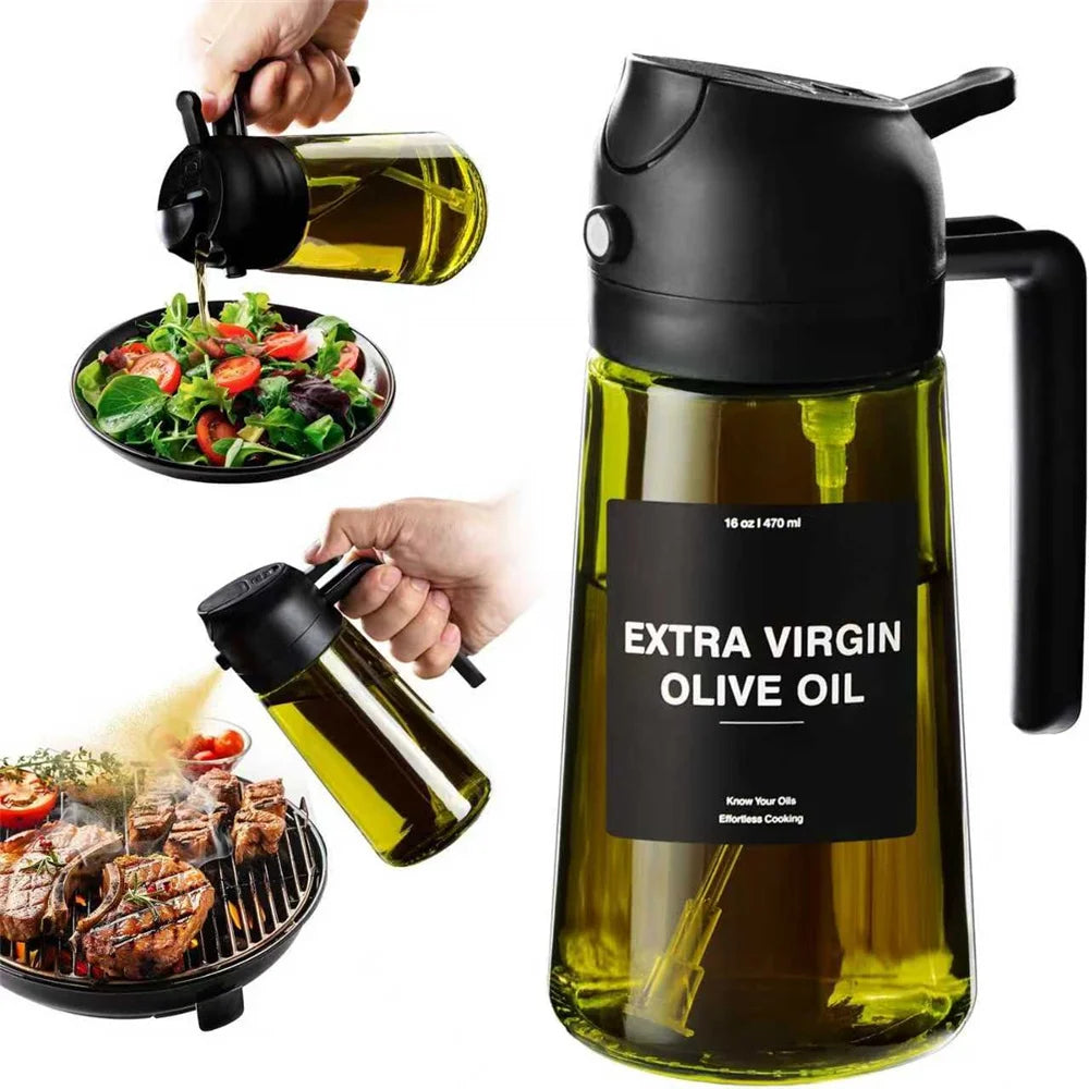 2 in 1 Glass olive Oil cooking Spray Dispenser Bottle W/ Stickers