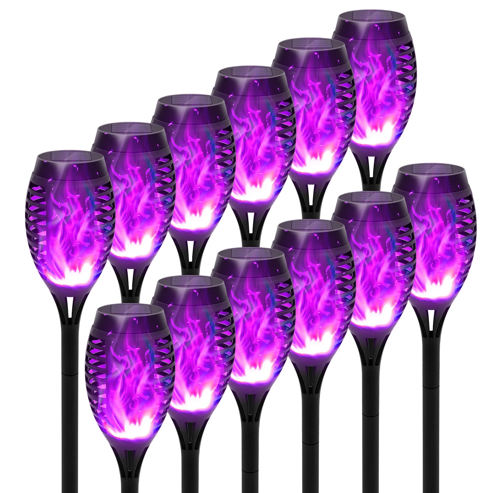 4/6/8/12Pcs Solar LED Flame Torch Light Flickering  Powered For Lawn, Path, Yard & Patio