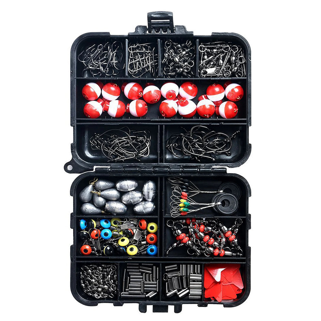 263pcs Fishing Accessories Kit with Tackle Box, Pliers ,Jig Hooks, Sinker Weights, Swivels & Snaps