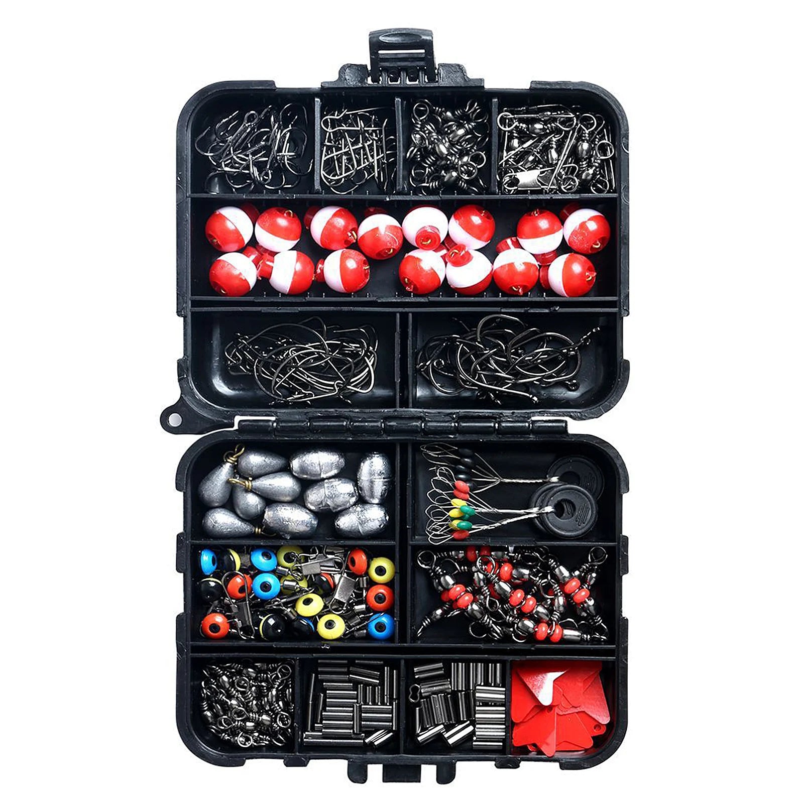 263pcs Fishing Accessories Kit with Tackle Box, Pliers ,Jig Hooks, Sinker Weights, Swivels & Snaps