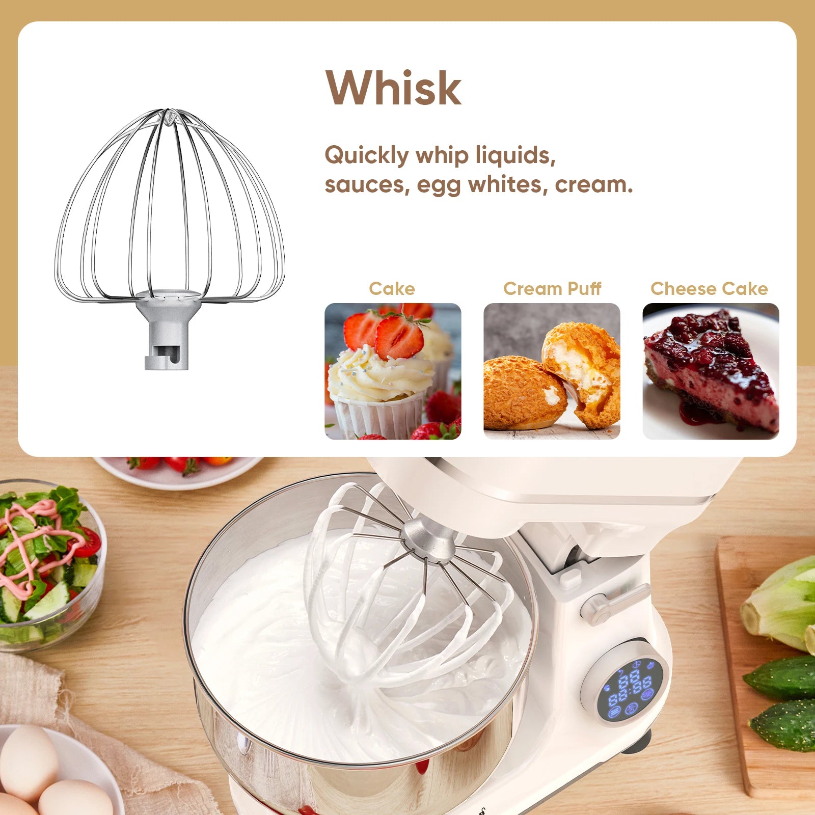 Kitchen Food Stand Mixer, 1200W 11-Speeds DC Motor, Digital LED/O led Display ,5l Bowl,  Dough Hook, Whisk