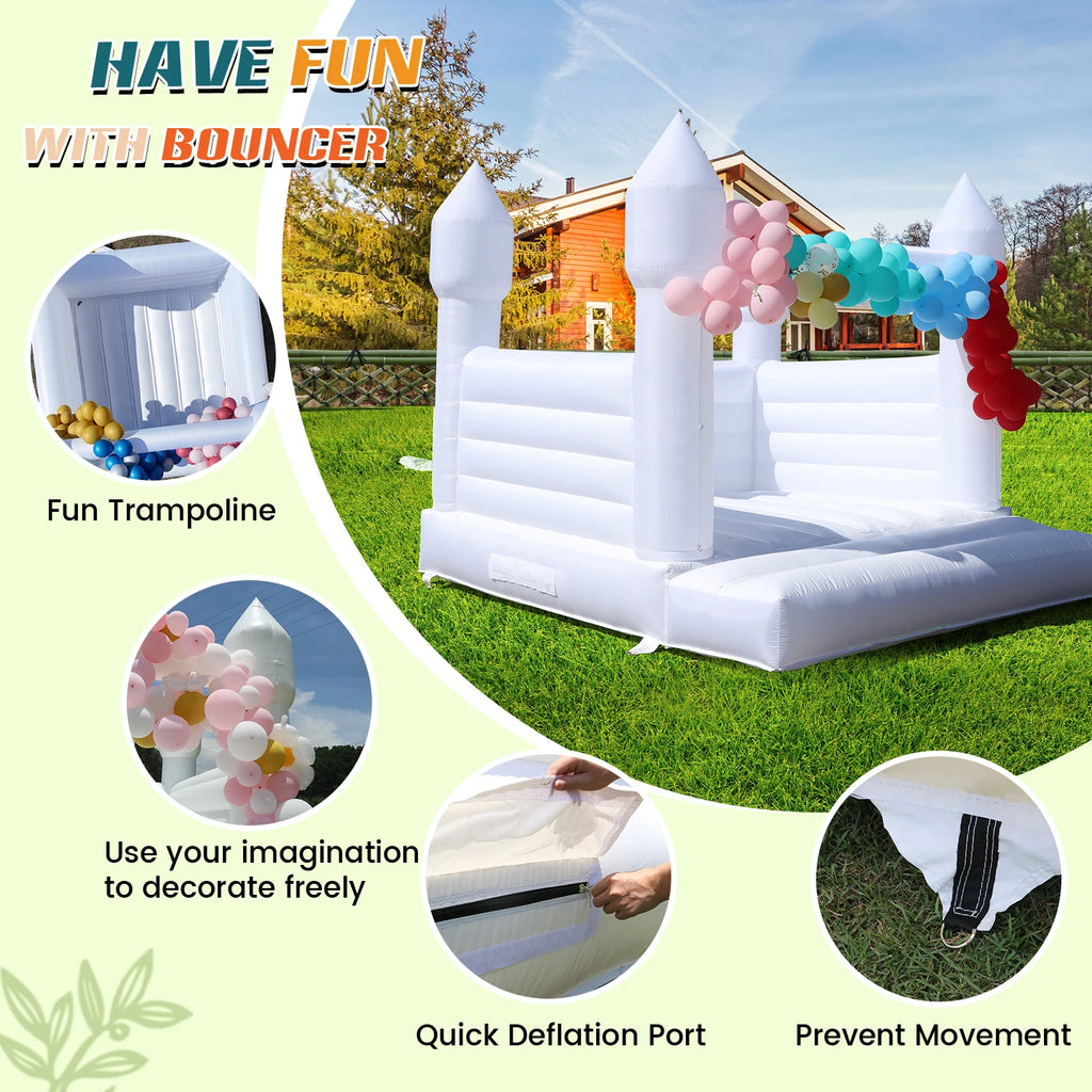 13x12FT Giant Inflatable White Bounce House PVC Bouncy Castle for Wedding Party