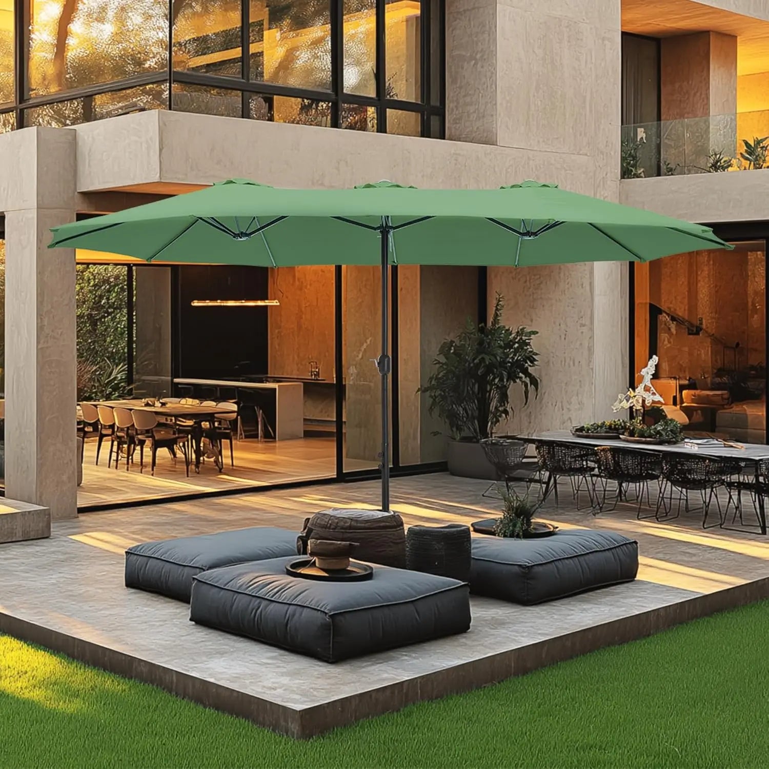 15ft Double Sided Patio Umbrella with Base Included,