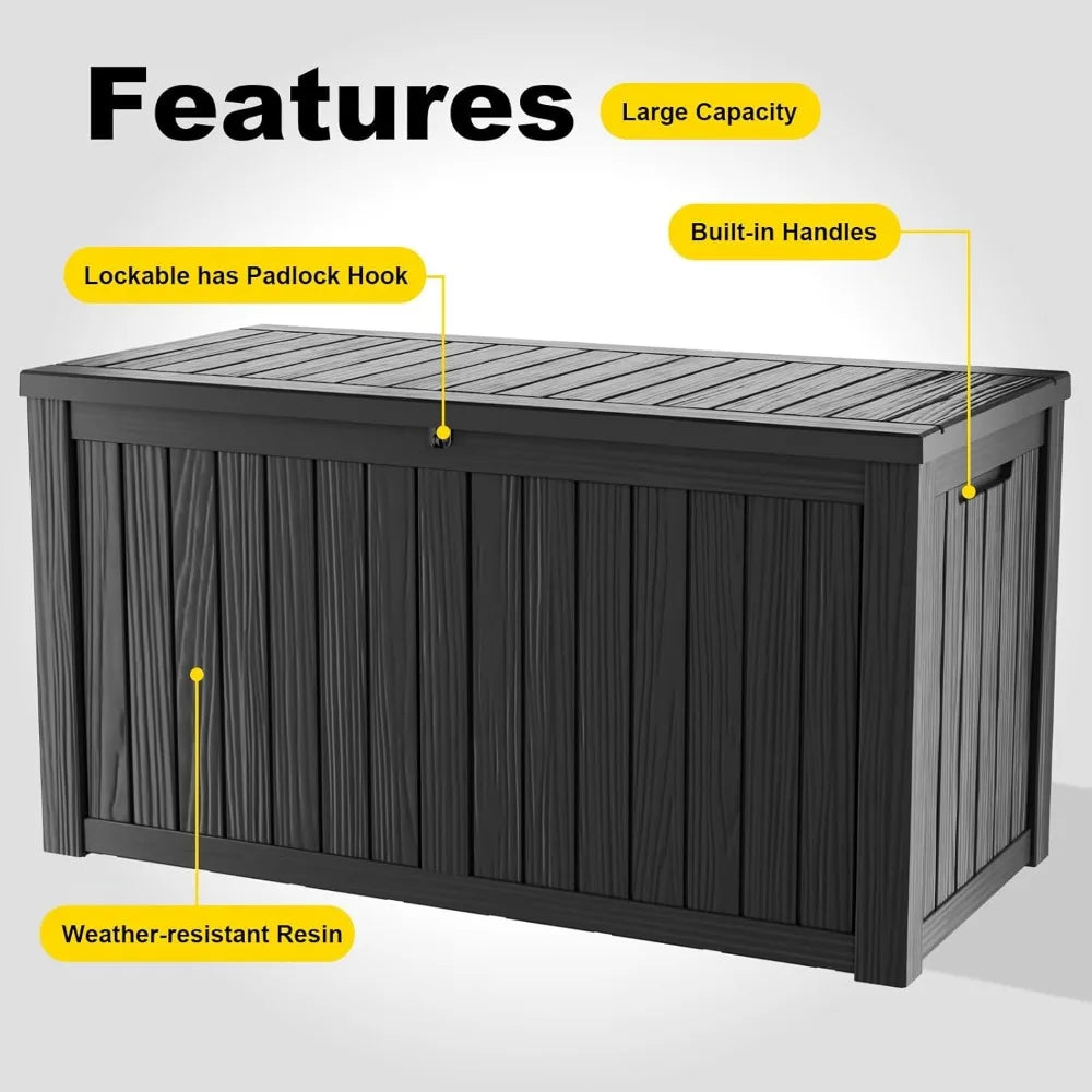 180 Gallon Waterproof Outdoor Storage Box, Lockable , UV-Resistant