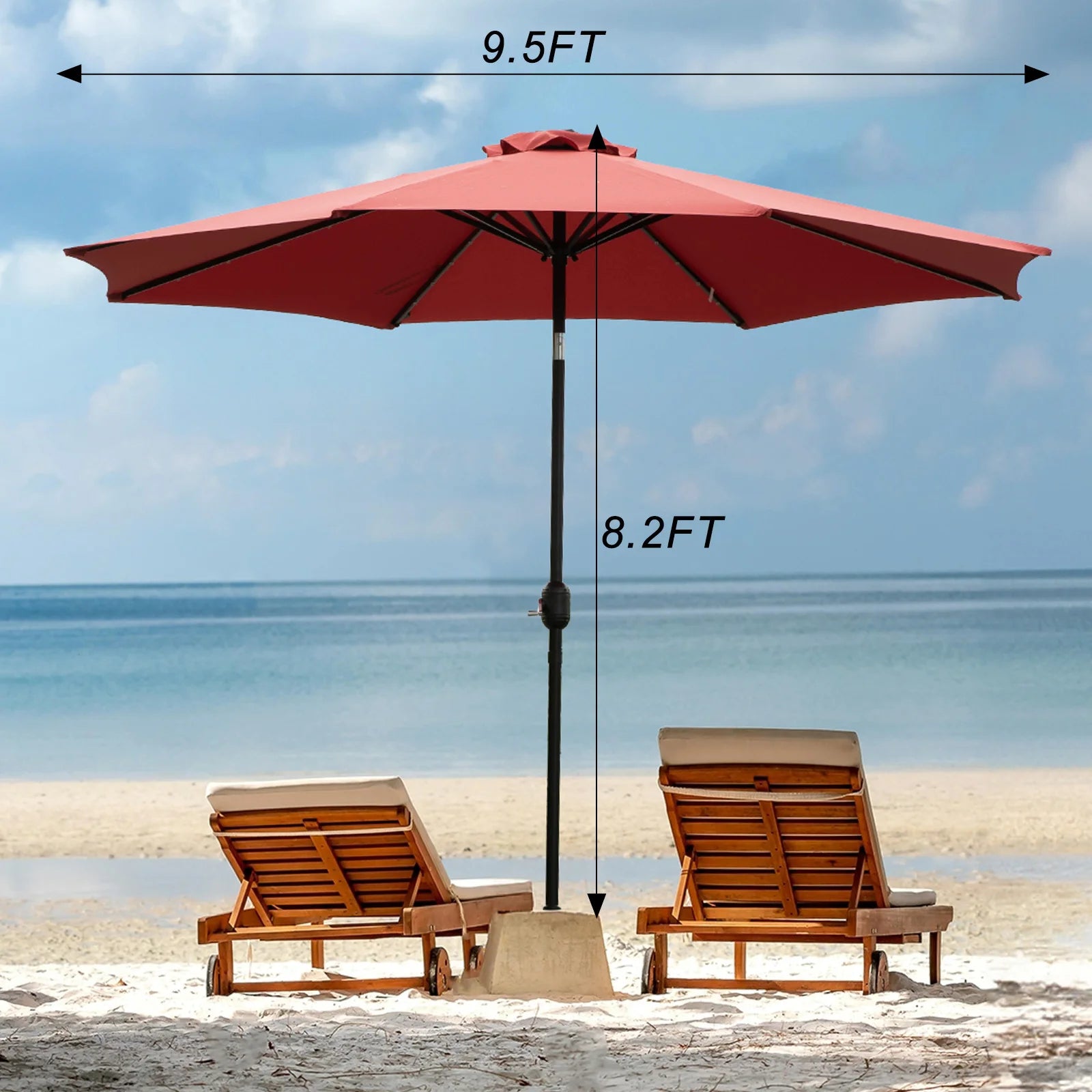 JHK 10FT Solar Patio outdoor Umbrella with 32 LED Lights UV-Resistant Table Umbrella with Tilt and Crank