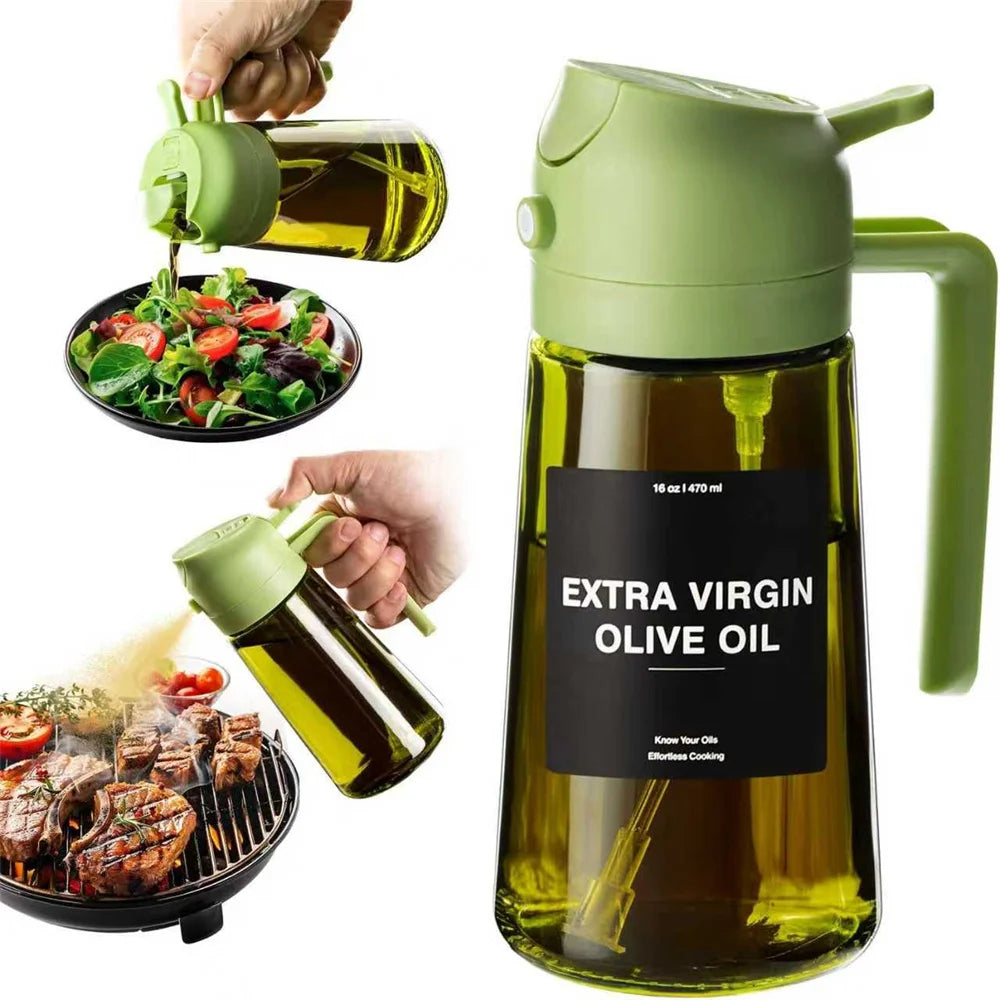 2 in 1 Glass olive Oil cooking Spray Dispenser Bottle W/ Stickers