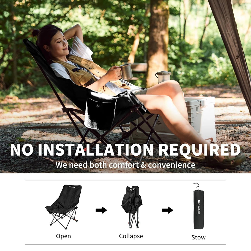 Recliner Outdoor Folding High Back Moon Chair Adjustable 2-Position  Portable