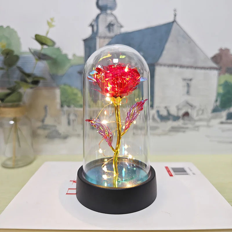 Artificial Glass Flower with Eternal Rose of the LED Light