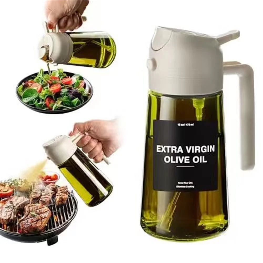 2 in 1 Glass olive Oil cooking Spray Dispenser Bottle W/ Stickers