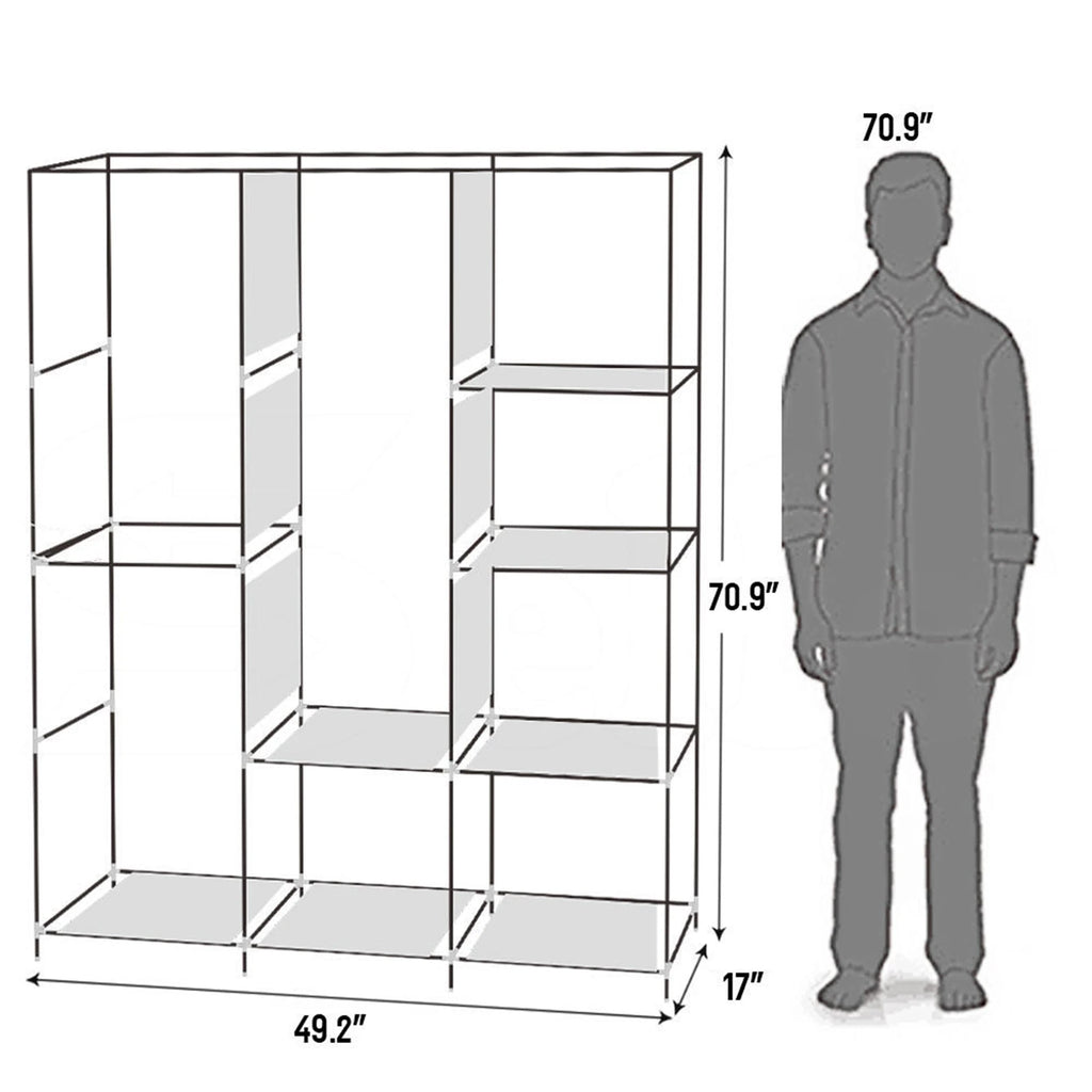 71" Portable Closet Wardrobe Clothes Rack  Organizer with Shelf