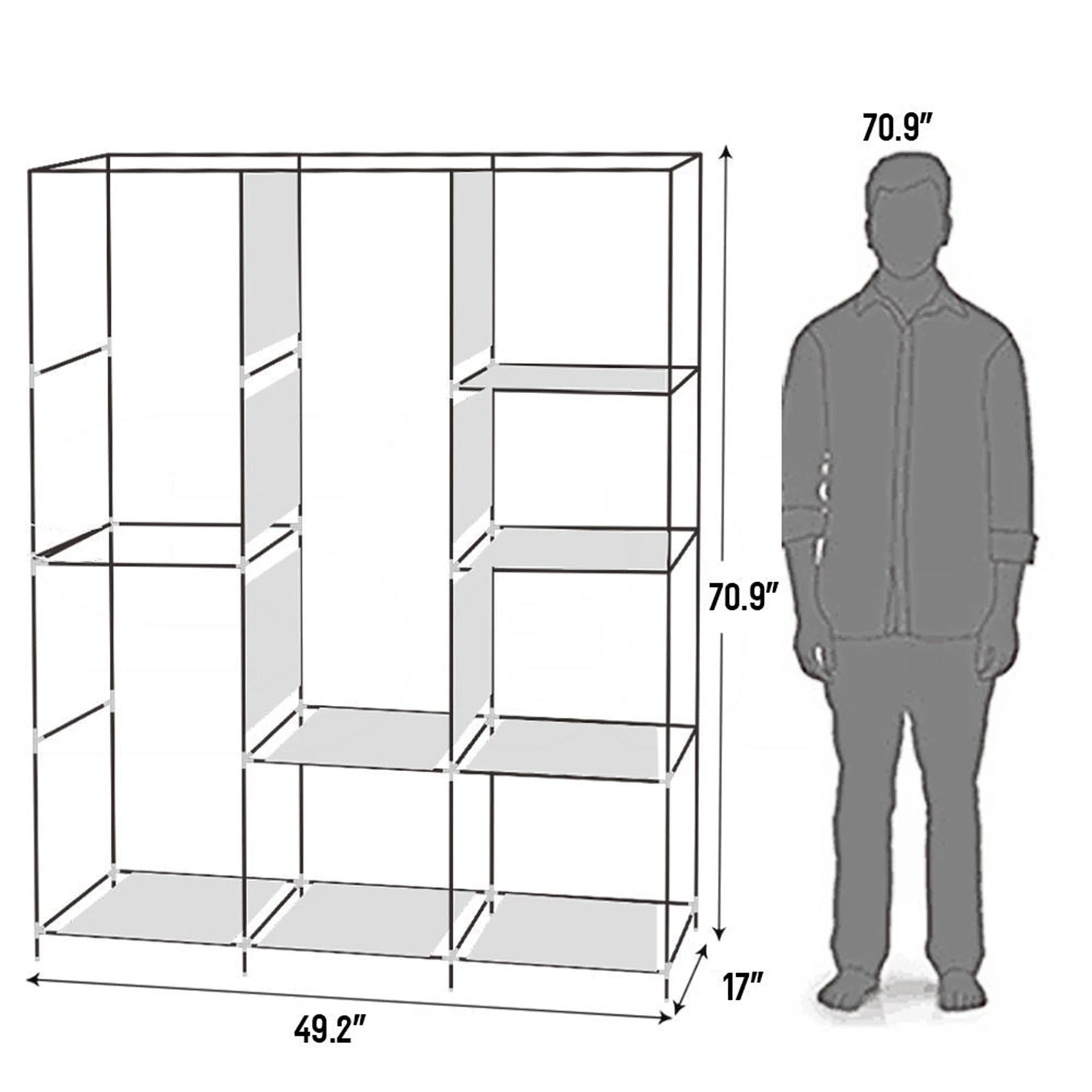 71" Portable Closet Wardrobe Clothes Rack  Organizer with Shelf