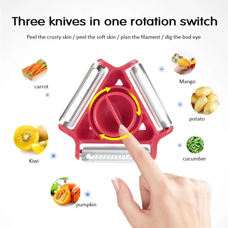 3in1 Magic Trio Peeler Set Vegetable Peeler, Slicer, Shredder & Julienne Cutter