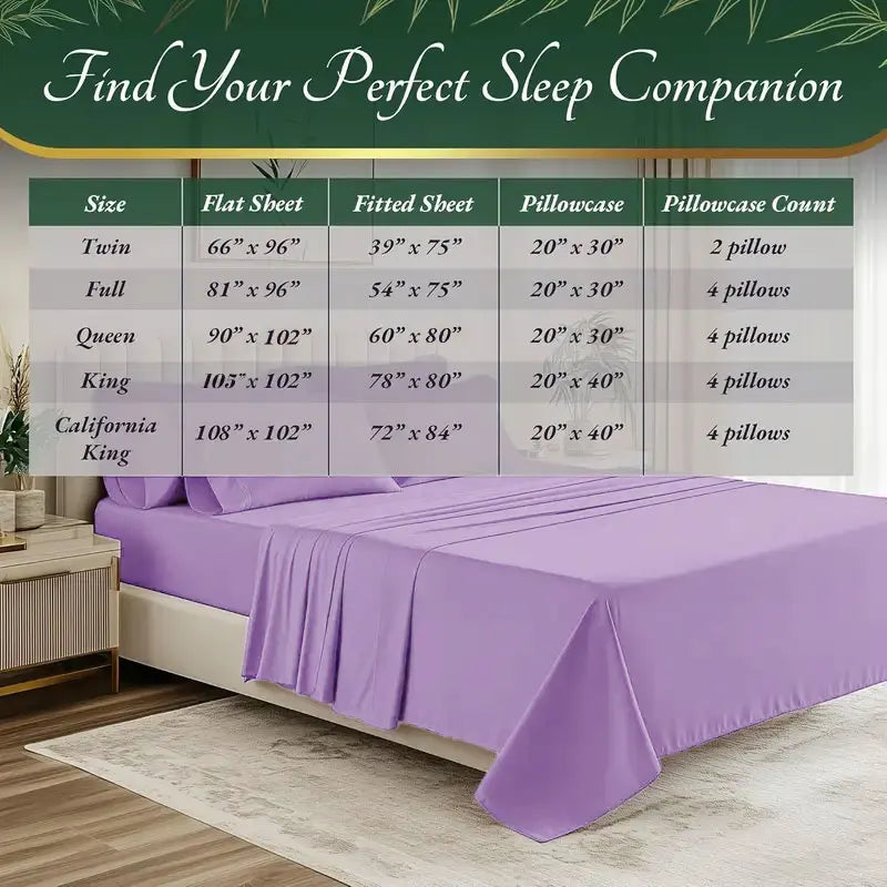 4pcs/6pcs Bamboo Cooling Queen Size Sheet Set - Breathable And Comfortable - For Hot Sleepers