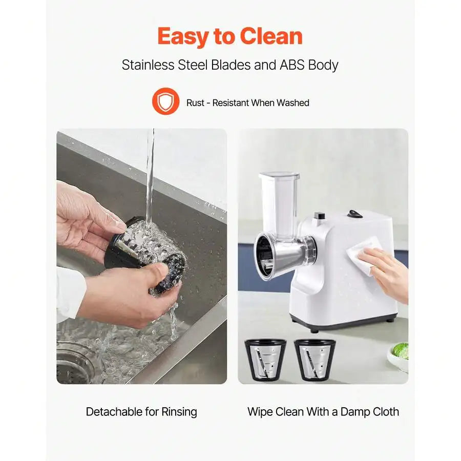 Electric Cheese Grater &Salad  Maker With 5 Attachments , Vegetable Slicer, Shredder & Chopper