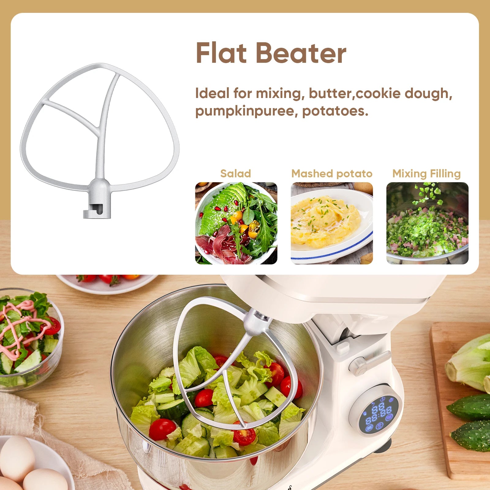 Kitchen Food Stand Mixer, 1200W 11-Speeds DC Motor, Digital LED/O led Display ,5l Bowl,  Dough Hook, Whisk
