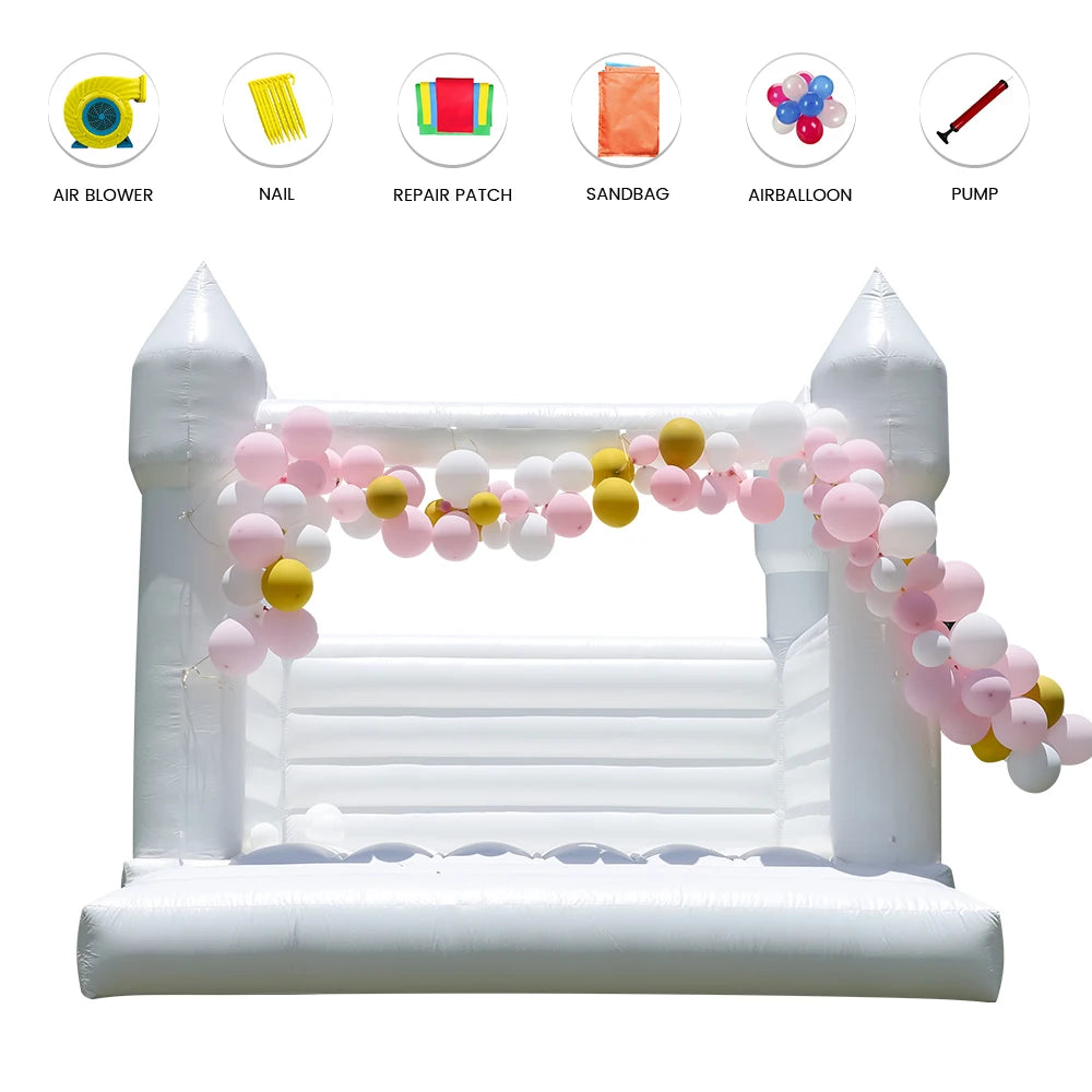 13x12FT Giant Inflatable White Bounce House PVC Bouncy Castle for Wedding Party