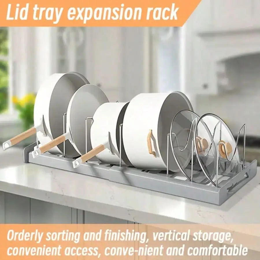 Pull-Out Pot And Pan Organizer, 10 Adjustable Dividers, , No Drill, Heavy Duty, Expandable,  16.93-23.23 Inches,
