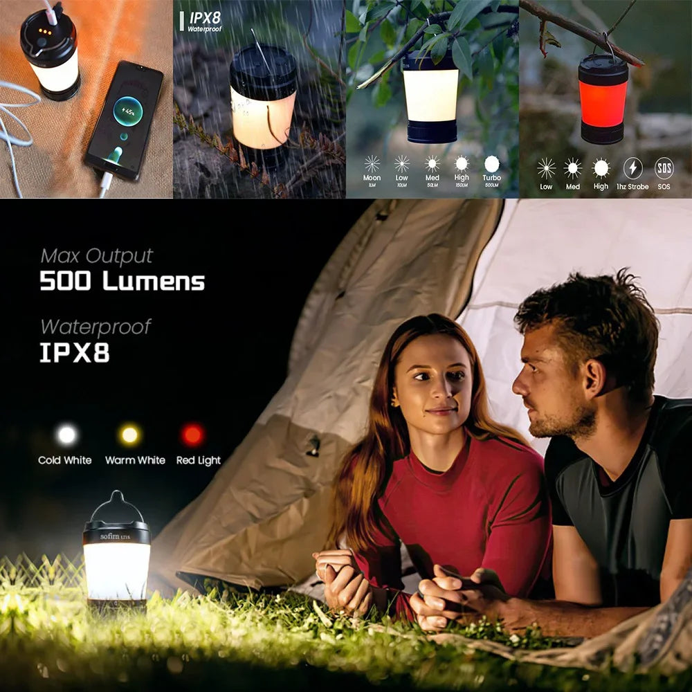 USB C 21700 Rechargeable Lantern & Torch with power Bank