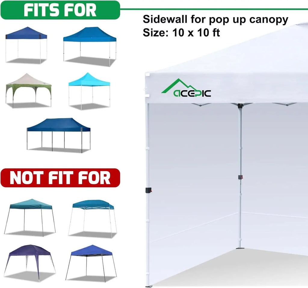 Waterproof UV Protection Sidewalls for 10x10 Pop Up Canopy Frame,  (White, 3 PCS)