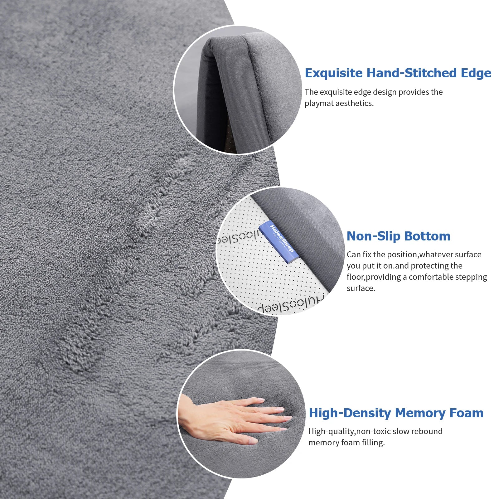 2cm Thick Memory Foam  Carpet Playpen Mat With Non-slip Bottom For Living Room Soft Velvet