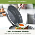 17 Piece Nonstick Ceramic  Cookware Set with Lids, PFAS-Free, Dishwasher & Oven Safe 600F