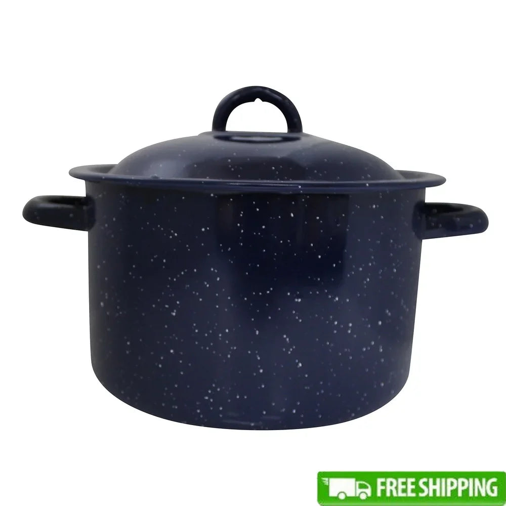 Enamel Stock  Pot for Soups &  Stews  Oven Safe with  Double Handles even Heat  Distribution