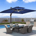 9x12 FT Offset  Patio Umbrella with LED Lights  Rectangle Aluminum