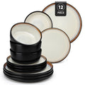12/16 Piece Ceramic Dinnerware Set Stoneware Plats Set with 4/6 pcs Dinner Plate/Dessert/Bowl/Soup