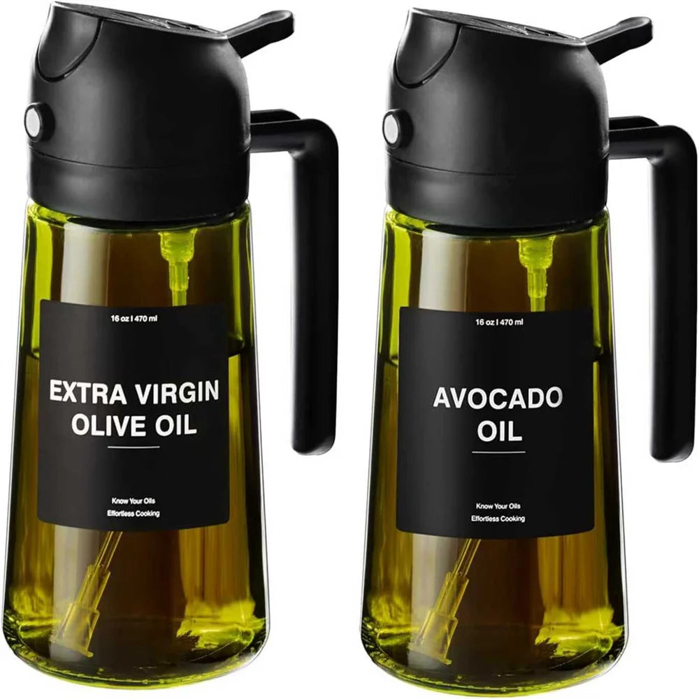2 in 1 Glass olive Oil cooking Spray Dispenser Bottle W/ Stickers