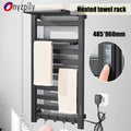 Black Heated Towel Rack, 304 Stainless Steel, Touch Digital Display & Thermostatic Dryer