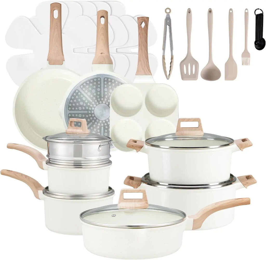 , 25-Piece Nonstick Induction  Cookware Set with Removable Handles,  Stackable RV Pots & Pans