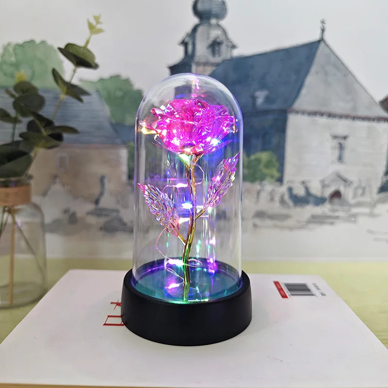 Artificial Glass Flower with Eternal Rose of the LED Light