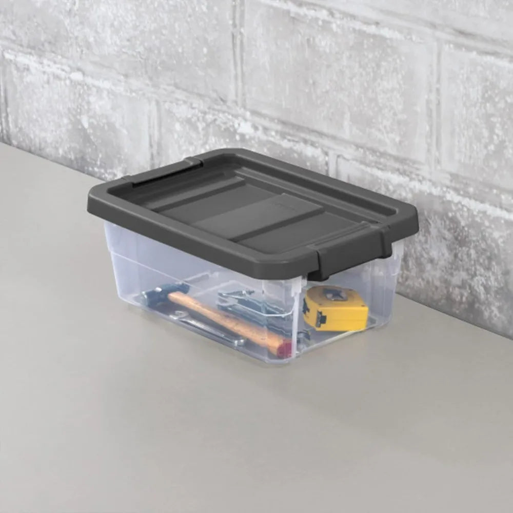 Sterilite 6-Pack 16 Quart Modular Stacker Clear Plastic Storage Bins Latching Lids