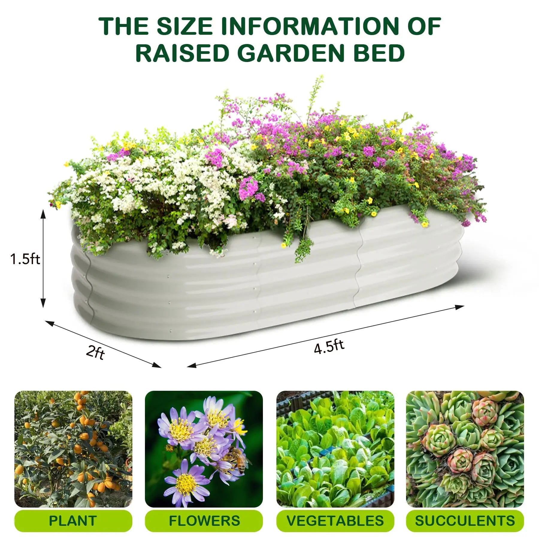 2-Pack Oval  Steel Raised Garden Bed Open Base  Metal Planter  Vegetables Flowers Herbs