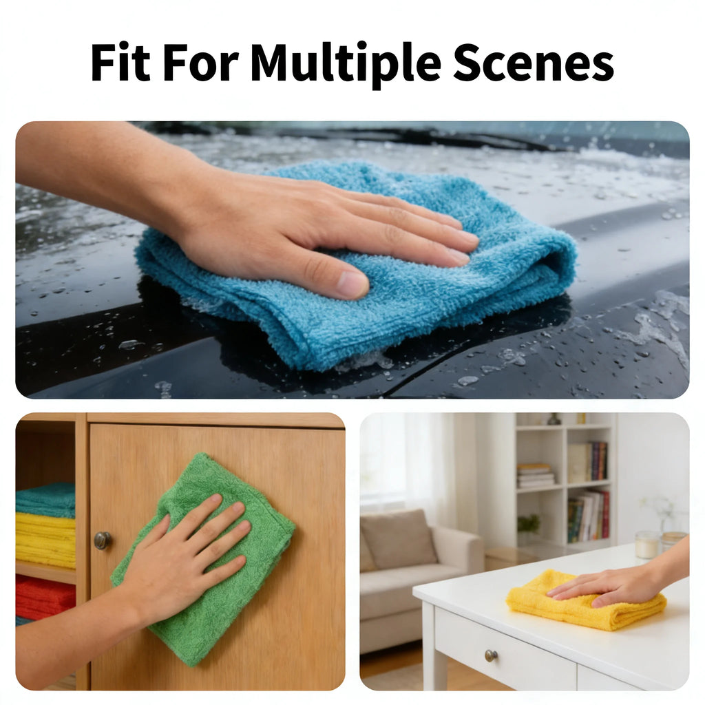 10 Pack Microfiber Cleaning Cloths Lint-Free Reusable Absorbent Towels