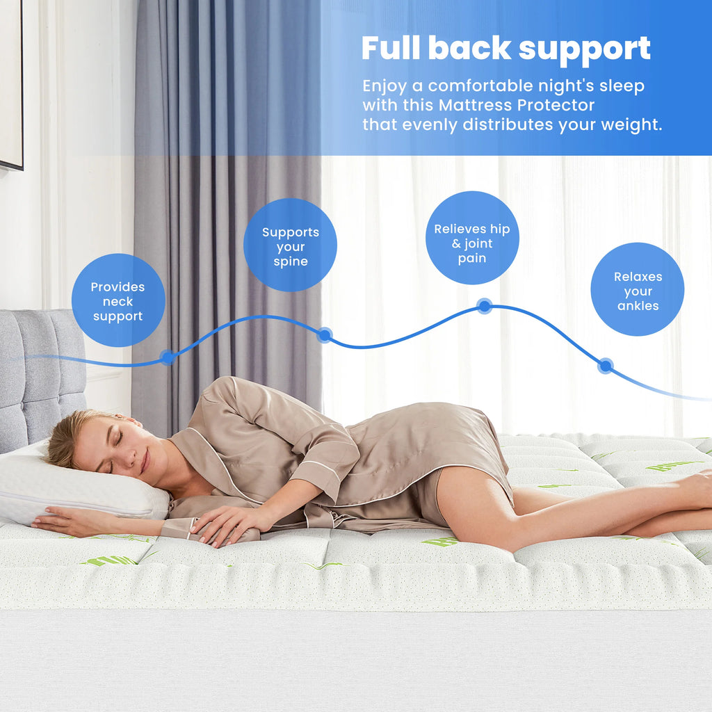 MCQ 400g Bamboo Viscose Mattress Topper Ultra Soft Pillow Top with Stretchable Pockets Breathable Cooling