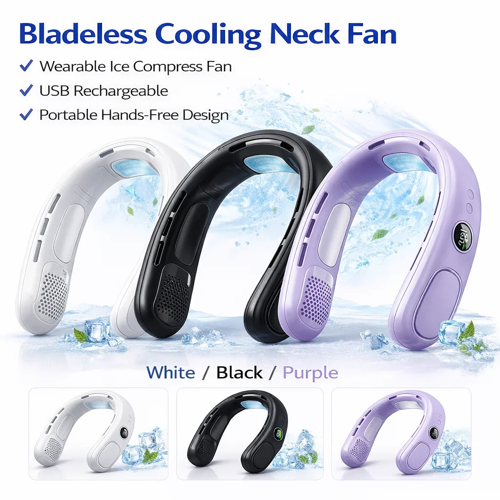 Neck Fan Semiconductor Cooling 5-Speed Bladeless Wearable Fan USB Rechargeable Portable