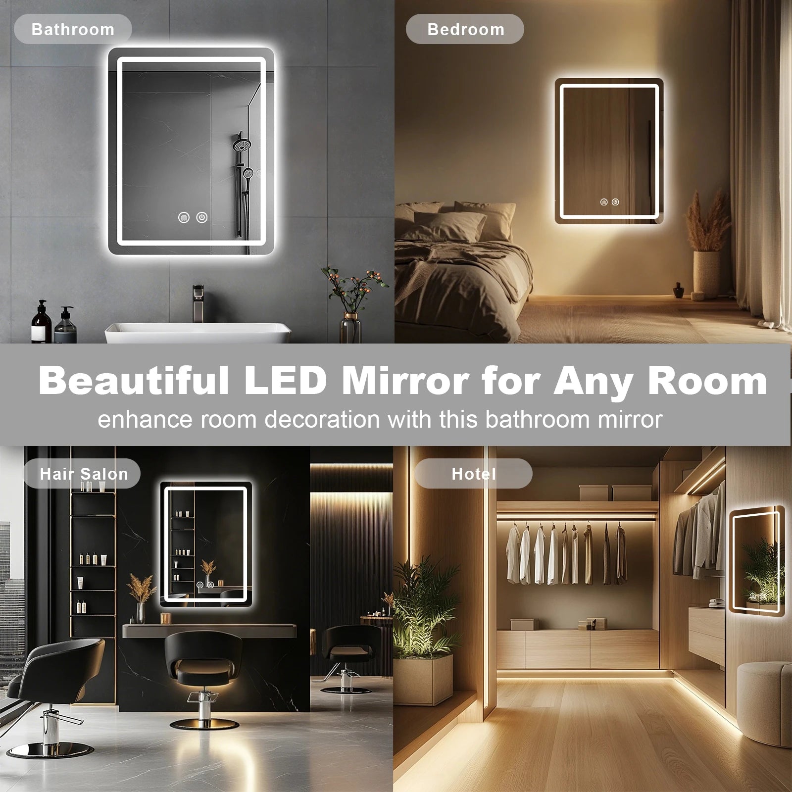 20x28 inch LED Bathroom Mirror Vanity  with Backlit Lights Fogless  Wall Mounted with Demister