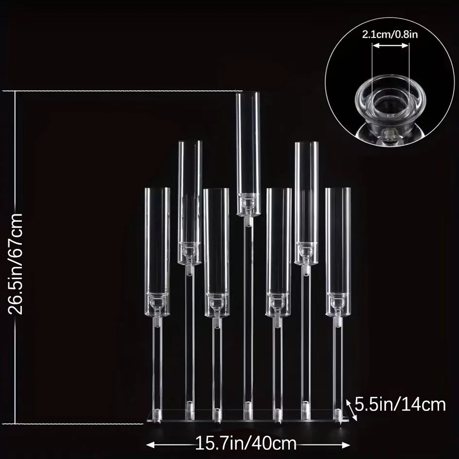 4pcs 7-Arm Acrylic Candlestick Clear  26.5 Inch Tall